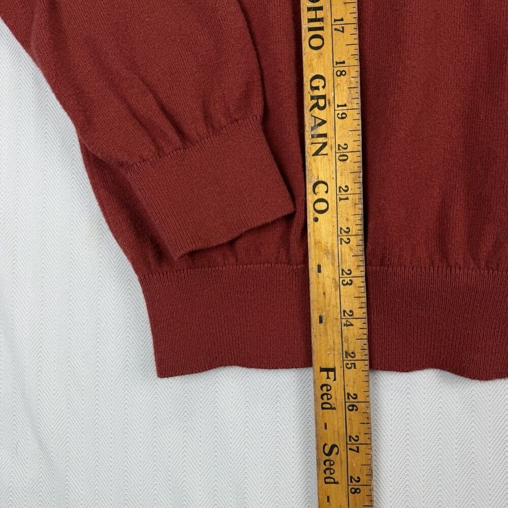 L.L. Bean Sweater Mens Medium Red Rust‎ Cotton Cashmere Blend Pullover V Neck LL - Picture 9 of 9